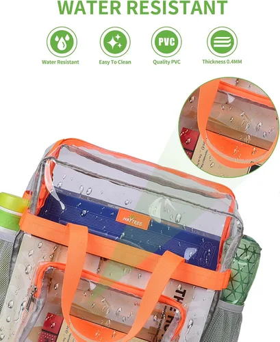 Vista 10 de MAY TREE Bolsa transparente para eventos en estadios de 12 x 6 x 12 pulgadas, bolsa de almuerzo transparente con correas reforzadas para trabajo