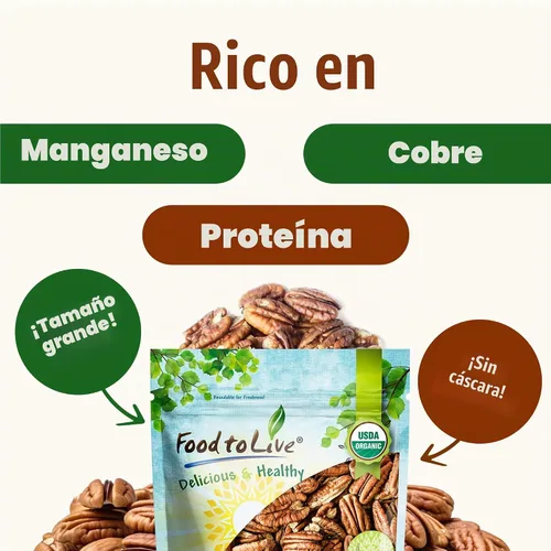 Vista 5 de Nueces pacanas orgánica certificadas Food to Live (sin procesar, sin cáscara)
