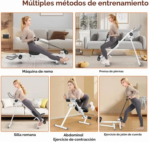 Vista 5 de Entrenador de abdominales ajustable multifuncional, máquina de abdominales para entrenamiento de estómago, equipo de ejercicio 5 en 1: máquina