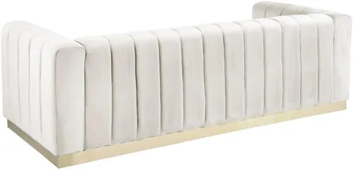 Vista 4 de Meridian Furniture 603Cream-S Colección Marlon Modern Sofá tapizado de terciopelo contemporáneo con acolchado de canal profundo, base de acero