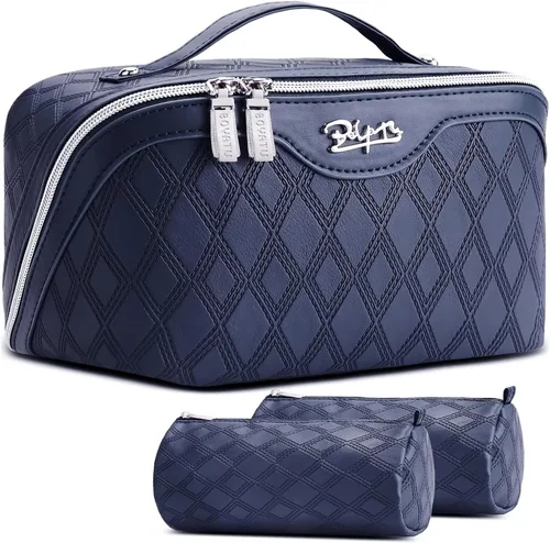 Vista 10 de BOYATU Bolsa de maquillaje de viaje para mujer: 3 en 1 modular con estampado de leopardo para viajes de 3 a 15 días - Neceser impermeable de cuero