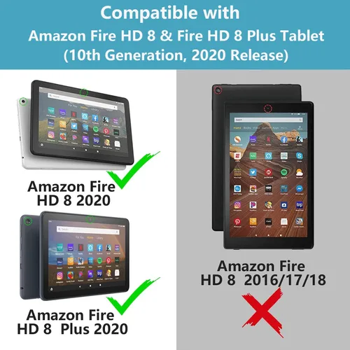 Vista 2 de Funda para tablet Amazon Fire HD 8/Fire HD 8 Plus (10ª generación, versión 2020), diseño de palomas con frase inspiradora «Be a Flamingo in a
