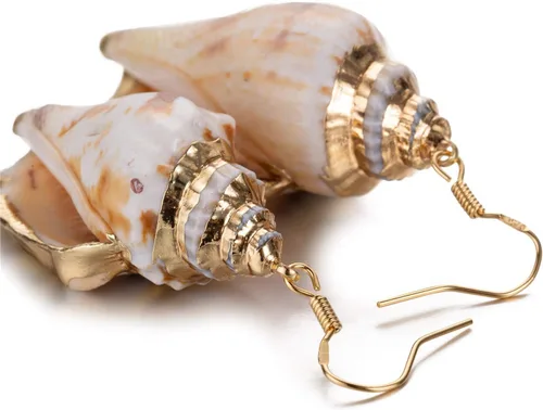 Vista 4 de lureme Joyería de playa Casual Seashell Conch Drop Cuelga Pendientes para Mujeres y Niñas (er006199)