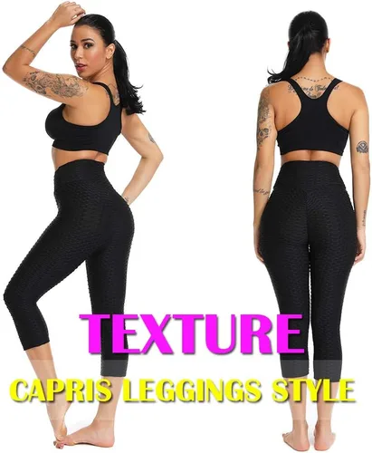 Vista 2 de SEASUM - Pantalones de yoga de cintura alta para mujer, con control de abdomen y realce de glúteos, leggings favorecedores para entrenar y correr