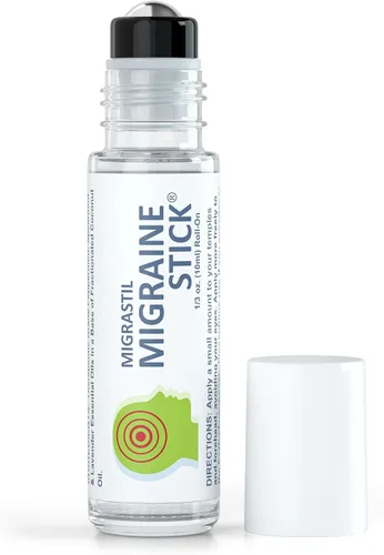 Aceite esencial de aromaterapia Migrastil, aplicador con bolilla para alivio de migrañas y dolores de cabeza, 0.35 onzas líquidas | With spearmint &