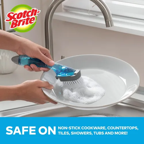 Vista 2 de Scotch-Brite Kit de cepillos de cocina - Cepillo para botellas de vidrio y agua y cepillo avanzado para control de jabón - Cepillos para limpiar