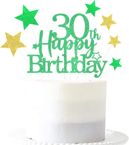 Vista 28 de Decoración brillante para tarta de primer cumpleaños feliz con estrella, adornos personalizados para tarta de 1 cumpleaños, decoraciones de fiesta