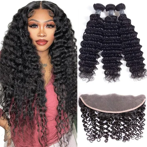 Vista 18 de Amella Extensiones de cabello brasileño de onda profunda de 14 pulgadas, 100% sin procesar, 1 paquete de cabello ondulado profundo, paquetes