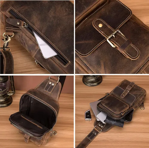 Vista 2 de Le'aokuu Al aire libre Casual Viaje Senderismo Crossbody Pecho Sling Bag Rig Una Correa De Hombro Bolso Mochila 1315