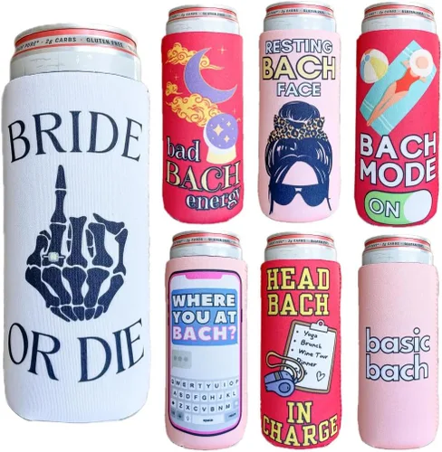 Vista 6 de Coozies Temáticas de los Años 70 - Regalo Genial para Cualquier Disco - Material de Neopreno Premium - Paquete de 6