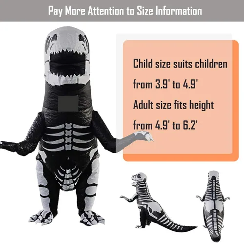 Vista 3 de vlionzebra Disfraz inflable de dinosaurio para Halloween, para adultos y niños
