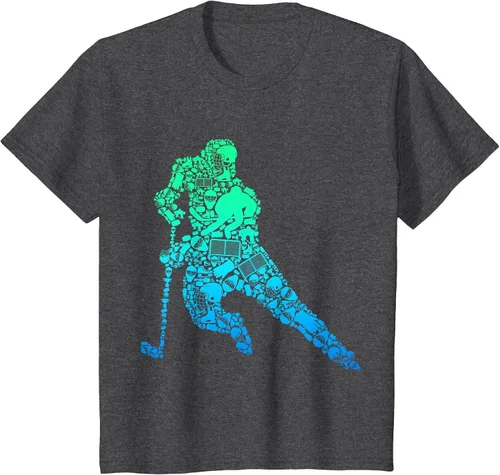 Vista 54 de Jugador de hockey sobre hielo Camiseta de hockey sobre hielo para hombres y niños Asphalt Grey