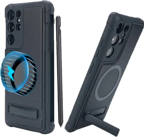 Vista 9 de Funda para Galaxy S21 Ultra con soporte para bolígrafo S, silicona líquida con ranura para lápiz capacitivo (bolígrafo no incluido), protección Negro