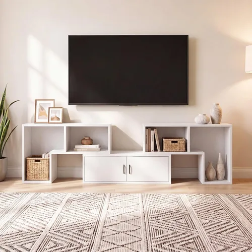 Vista 9 de YESHOMY Soporte de consola de TV de 3 piezas para televisores de hasta 85 Negro