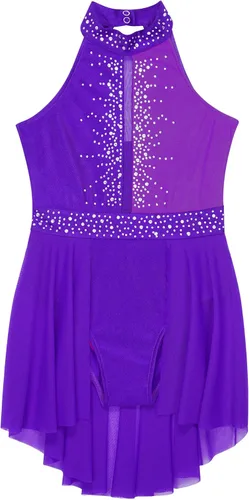 Vista 5 de CHICTRY Kids Girls Sparkly Rhinestone Ballet Gymnastics Leotards Modern Lyrical Dance Costume