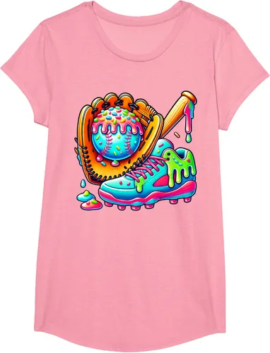 Vista 6 de Ice Cream Drip Baseball Stuff Baseball Drip For Boys Graphic T-Shirt, Negro -, Pequeña