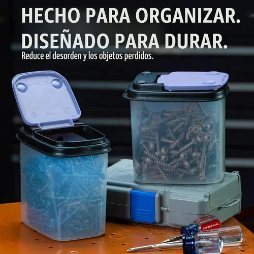 Vista 7 de Buddeez Contenedores de almacenamiento multiusos, cubos pequeños de almacenamiento de brocas y pernos, organizadores de hardware, recipientes Azul