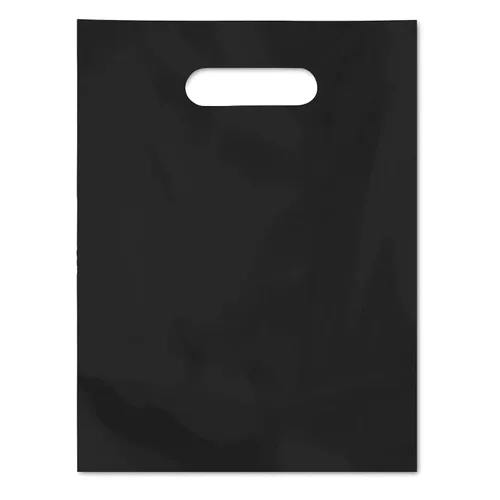 Vista 5 de Bolsa de plástico para mercancía con mango troquelado, tamaño de 9 x 12 pulgadas, bolsa de 2 mil, paquete de 100, colores surtidos Variado