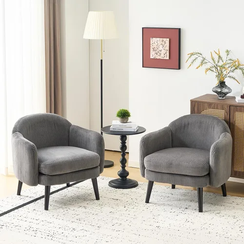 Vista 15 de VINGLI Sillón de Acento Moderno Tipo Barril de 30.3" de Ancho con Reposabrazos Track, Patas de Madera Sólida, Cómoda Silla Club Tapizada, Sofá