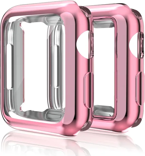 Vista 12 de Paquete de 2 fundas compatibles con Apple Watch de 1.496 pulgadas (1.496 in), protector de pantalla de poliuretano termoplástico (TPU), funda Negro