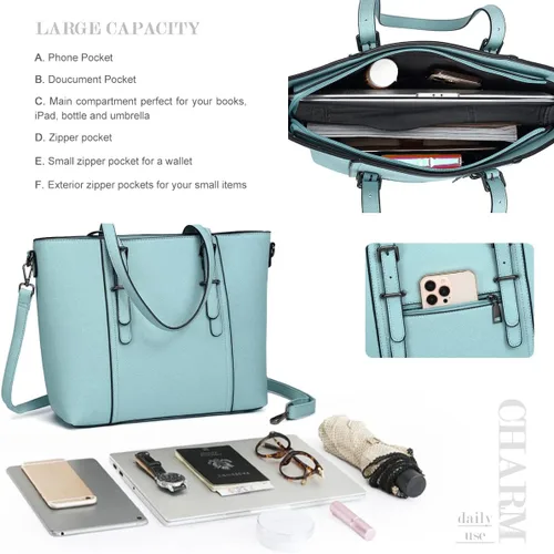 Vista 3 de Bolsas estilo cartera y bolsos estilo tote y de hombro para mujer con asa superior.
