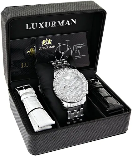 Vista 4 de LUXURMAN Reloj de diamantes para hombre 2.5ctw de diamantes, ACERO, Moderno
