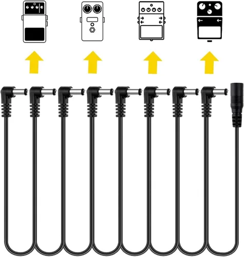 Vista 2 de T POWER 9V 4~8 Way Daisy Chain Splitter Cord para pedal de efecto de guitarra se adapta a Zoom Roland Behringer Boss Digitech Jim Dunlop Ditto