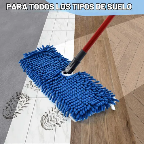 Vista 7 de Trapeadores de microfibra para limpieza de pisos, trapeador plano con 3 almohadillas reutilizables y mango extensible de 58 pulgadas de largo