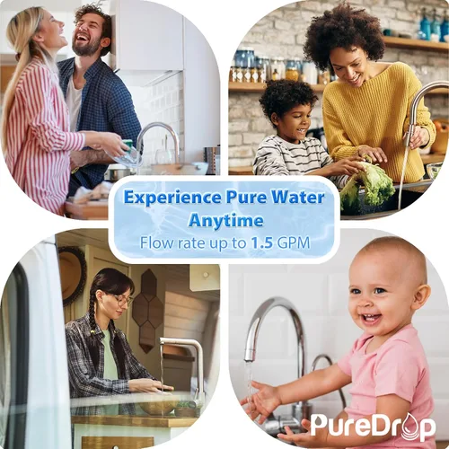 Vista 5 de PureDrop PDR-16KCU - Filtro de agua para debajo del fregadero, ultra filtración de 0.01 μm, sistema de filtración compuesto debajo del fregadero