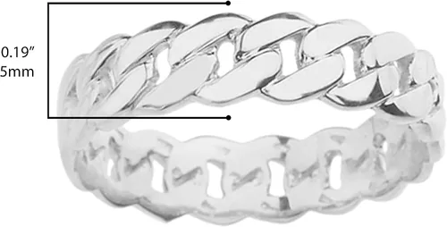 Vista 3 de Celtic Rings - Anillo de plata fina con eslabones cubanos de 5 mm