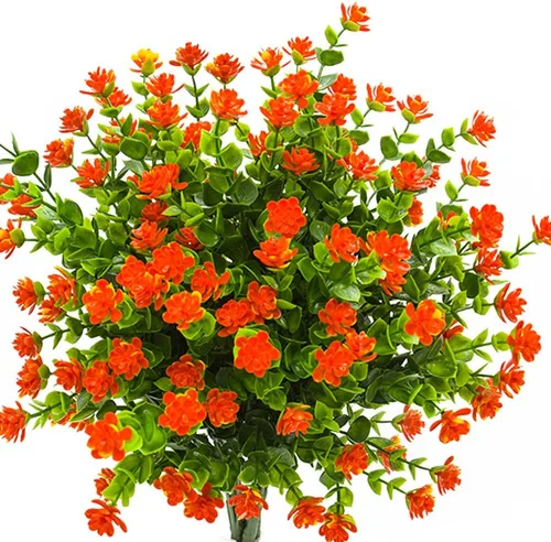 Vista 11 de Grunyia 20 paquetes de flores artificiales resistentes a los rayos UV, flores falsas que no se decoloran, plantas sintéticas para jardín, porche