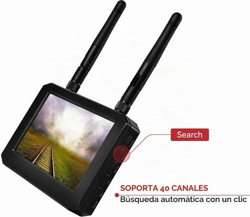Vista 4 de Monitor FPV para cámara FPV- Pantalla FPV de 5.8 GHz 4.3 pulgadas con receptor DVR 40CH 800x480 IPS Batería incorporada para RC Hobby FPV Drone RC