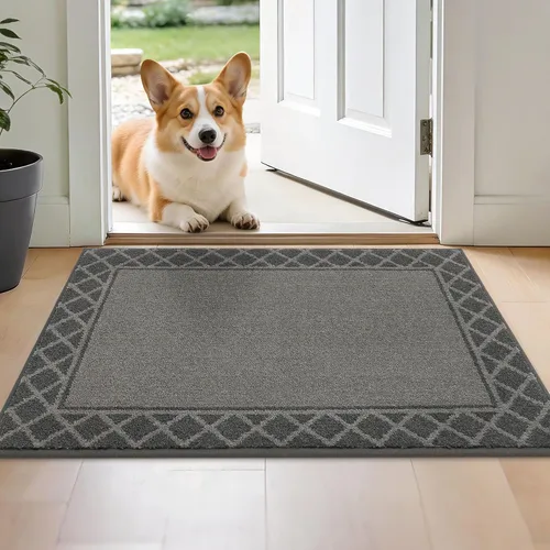 Vista 25 de BEQHAUSE Tapete para puerta atrapador de suciedad, antideslizante, absorbente, de bienvenida, de bajo perfil, lavable, para patas fangosas, entrada