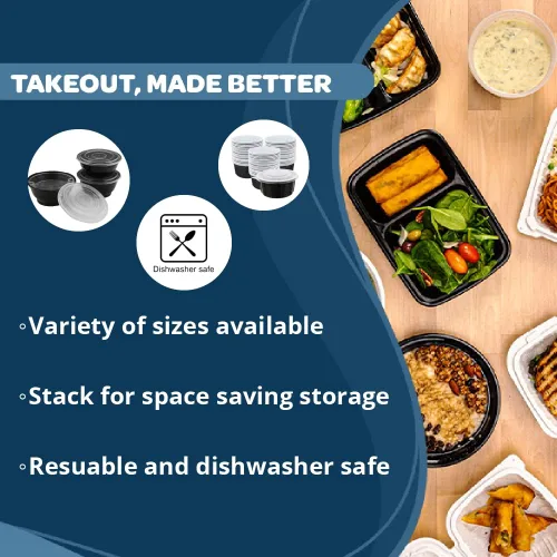 Vista 3 de TIYA Tazones para comida a granel de 36 onzas, paquete de 120 unidades con tapas, recipientes de plástico negro para llevar, reutilizables, aptos