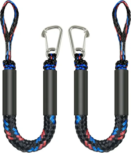 Vista 12 de Líneas de defensa de 2.5 pies, 2 piezas, líneas elásticas premium para barco con clip de acero inoxidable 316 para parachoques de barco/defensa