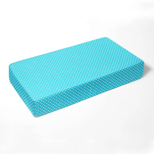 Vista 3 de Bacati - Sábana bajera ajustable de 100 % algodón universal para bebé de EE. UU. para cuna o niño pequeño (PIN DOTS, turquesa aguamarina)