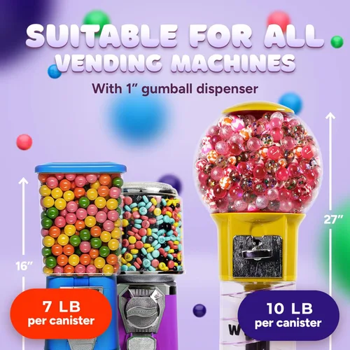 Vista 7 de Bolas de chicle para repuestos de máquina de chicles - Bolas de goma de mascar de frutas surtidas de 1 pulgada - 1.7 libras Chicle para niños