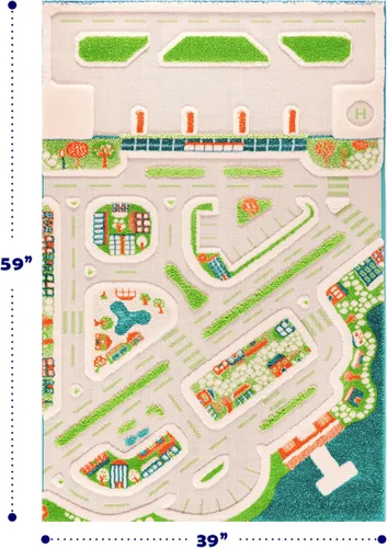 Vista 2 de IVI Mini City - Alfombra educativa de 59 pulgadas de largo x 39 pulgadas de ancho para dormitorio, sala de juegos o sala