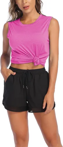Vista 4 de COOrun Camisetas deportivas sin mangas para mujer, ligeras, de secado rápido, para yoga, sin mangas