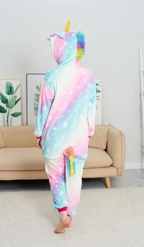 Vista 4 de Pijama de unicornio para adultos, para Navidad, Halloween, cosplay, ropa de dormir