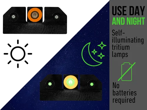 Vista 4 de XS SIGHTS R3D Tritio - Mira nocturna para pistolas S&W M&P, Sig, Canik, Taurus y HK, tritio delantero y trasero que brilla en la oscuridad