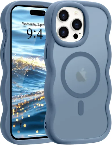 Vista 31 de Pepmune - Funda para iPhone 12 Pro Max con marco ondulado y estructura rígida, color mate claro, cubierta trasera unisex, compatible con Magsafe