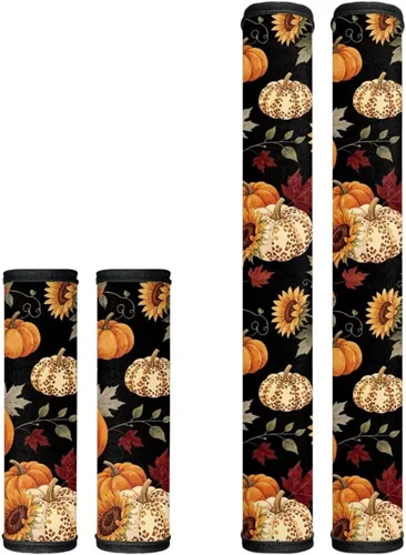 Vista 55 de Juego de 4 fundas protectoras de repuesto para manija de puerta de refrigerador con temática de té de la tarde para microondas, horno, refrigerador