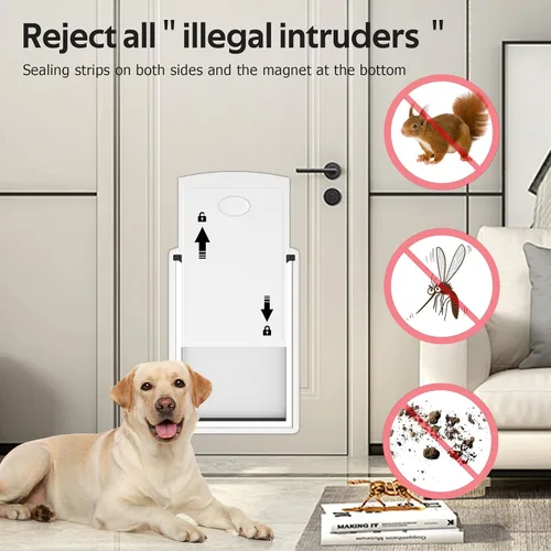 Vista 5 de [MAVRICTECH] Extea - Puerta grande para perro para puerta, puerta de perro para puerta interior y exterior con marco de acero y túnel telescópico