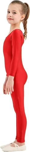 Vista 2 de Malla de una pieza Speerise, de mangas largas, hecha en Spandex, para niñas que practican danza