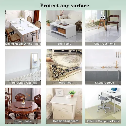Vista 7 de Clear Table Cover Protector, 1.5mm Thick Waterproof, PVC Tablecloth Cover, Heat Resistance Table Cover Pad Mat, for Coffee Table, Dining Room Table
