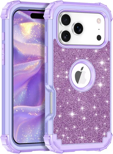 Vista 22 de LONTECT Funda para iPhone 15 Plus con purpurina brillante 3 en 1, a prueba de golpes, resistente, híbrida, resistente, funda protectora de alto