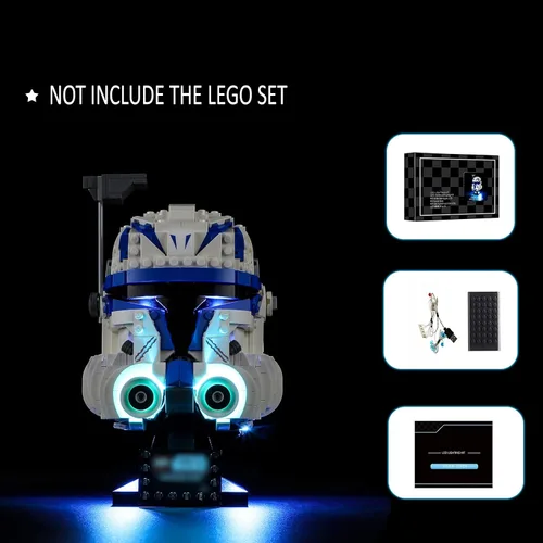 Vista 3 de ManKiaPro Kit de iluminación de luz LED para Lego 75349 Star Wars Capitán Rex casco de bloques de construcción (solo luces, sin juego de Lego)