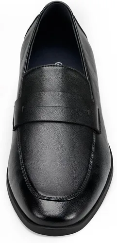Vista 2 de Mocasines formales Penny para hombre, zapatos de vestir clásicos sin NUEVO-NEGRO