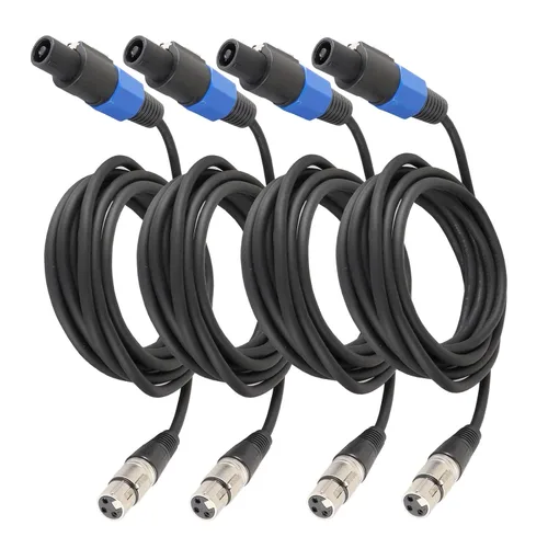 Vista 12 de HBU Paquete de 1 cable Speakon a XLR hembra, cable de audio Speak-ON macho a conector XLR de 3 polos, estudio Pro PA DJ, cable de extensión